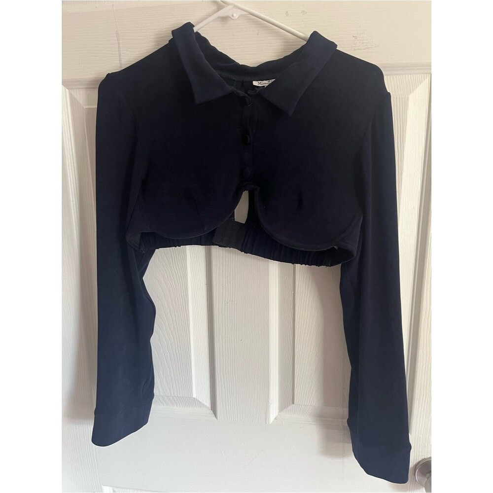 Mirror Palais Navy Underwire Polo Top Long Sleeve size XXL - Picture 2 of 9